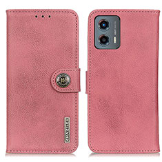 Leather Case Stands Flip Cover Holder K02Z for Motorola Moto G 5G (2023) Pink
