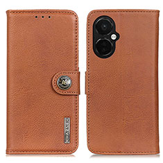 Leather Case Stands Flip Cover Holder K02Z for OnePlus Nord CE 3 5G Brown