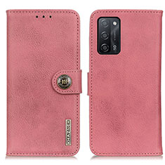 Leather Case Stands Flip Cover Holder K02Z for Oppo A53s 5G Pink