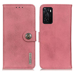 Leather Case Stands Flip Cover Holder K02Z for Oppo A55S 5G Pink