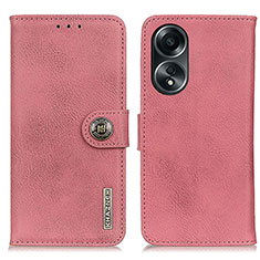 Leather Case Stands Flip Cover Holder K02Z for Oppo A58 4G Pink