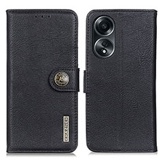 Leather Case Stands Flip Cover Holder K02Z for Oppo A78 5G Black