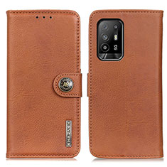 Leather Case Stands Flip Cover Holder K02Z for Oppo A94 5G Brown