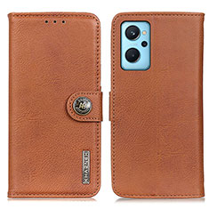 Leather Case Stands Flip Cover Holder K02Z for Oppo A96 4G Brown