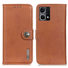 Leather Case Stands Flip Cover Holder K02Z for Oppo F21s Pro 4G Brown