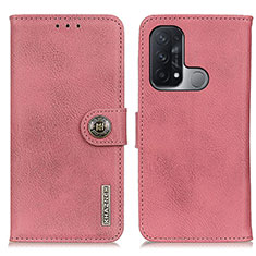 Leather Case Stands Flip Cover Holder K02Z for Oppo Reno5 A Pink