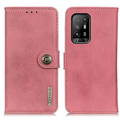 Leather Case Stands Flip Cover Holder K02Z for Oppo Reno5 Z 5G Pink
