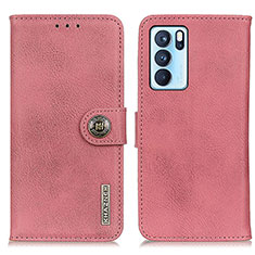 Leather Case Stands Flip Cover Holder K02Z for Oppo Reno6 Pro 5G India Pink