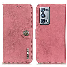 Leather Case Stands Flip Cover Holder K02Z for Oppo Reno6 Pro 5G Pink