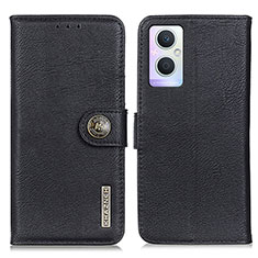 Leather Case Stands Flip Cover Holder K02Z for Oppo Reno7 Lite 5G Black