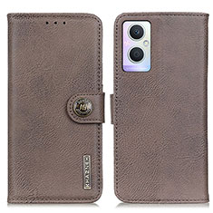 Leather Case Stands Flip Cover Holder K02Z for Oppo Reno7 Lite 5G Gray