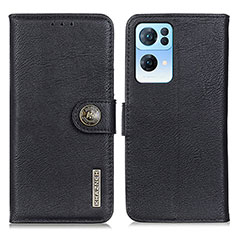 Leather Case Stands Flip Cover Holder K02Z for Oppo Reno7 Pro 5G Black