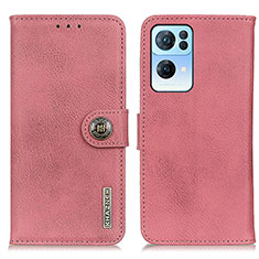 Leather Case Stands Flip Cover Holder K02Z for Oppo Reno7 Pro 5G Pink