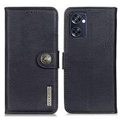 Leather Case Stands Flip Cover Holder K02Z for Oppo Reno7 SE 5G Black