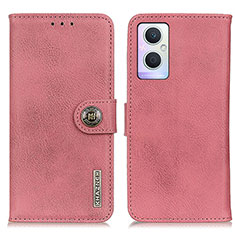 Leather Case Stands Flip Cover Holder K02Z for Oppo Reno7 Z 5G Pink