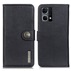 Leather Case Stands Flip Cover Holder K02Z for Oppo Reno8 4G Black