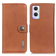 Leather Case Stands Flip Cover Holder K02Z for Oppo Reno8 Z 5G Brown