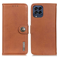 Leather Case Stands Flip Cover Holder K02Z for Samsung Galaxy M53 5G Brown