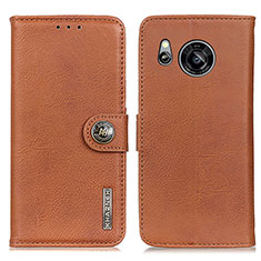 Leather Case Stands Flip Cover Holder K02Z for Sharp Aquos Sense7 Brown