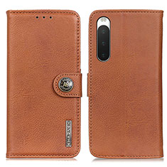 Leather Case Stands Flip Cover Holder K02Z for Sony Xperia 10 IV Brown