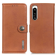 Leather Case Stands Flip Cover Holder K02Z for Sony Xperia 5 IV Brown
