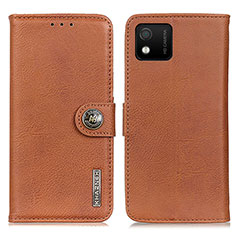Leather Case Stands Flip Cover Holder K02Z for Wiko Y52 Brown