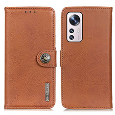 Leather Case Stands Flip Cover Holder K02Z for Xiaomi Mi 12 Pro 5G Brown