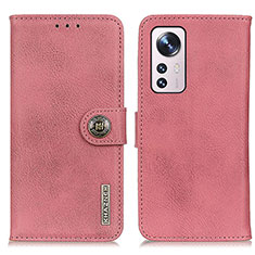 Leather Case Stands Flip Cover Holder K02Z for Xiaomi Mi 12 Pro 5G Pink