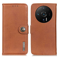 Leather Case Stands Flip Cover Holder K02Z for Xiaomi Mi 12 Ultra 5G Brown