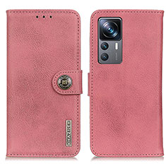 Leather Case Stands Flip Cover Holder K02Z for Xiaomi Mi 12T 5G Pink
