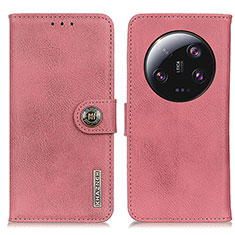 Leather Case Stands Flip Cover Holder K02Z for Xiaomi Mi 13 Ultra 5G Pink