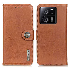 Leather Case Stands Flip Cover Holder K02Z for Xiaomi Mi 13T Pro 5G Brown