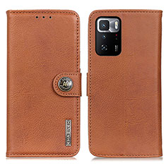 Leather Case Stands Flip Cover Holder K02Z for Xiaomi Poco X3 GT 5G Brown
