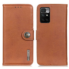 Leather Case Stands Flip Cover Holder K02Z for Xiaomi Redmi 10 (2022) Brown