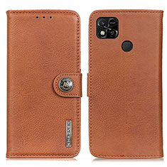 Leather Case Stands Flip Cover Holder K02Z for Xiaomi Redmi 10A 4G Brown
