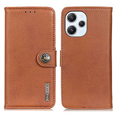Leather Case Stands Flip Cover Holder K02Z for Xiaomi Redmi 12 4G Brown