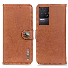 Leather Case Stands Flip Cover Holder K02Z for Xiaomi Redmi K50 5G Brown