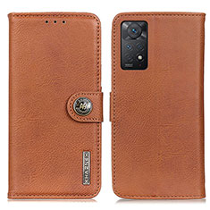 Leather Case Stands Flip Cover Holder K02Z for Xiaomi Redmi Note 11 Pro 4G Brown