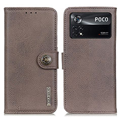 Leather Case Stands Flip Cover Holder K02Z for Xiaomi Redmi Note 11E Pro 5G Gray