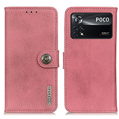 Leather Case Stands Flip Cover Holder K02Z for Xiaomi Redmi Note 11E Pro 5G Pink