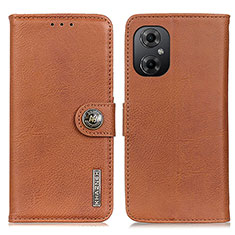 Leather Case Stands Flip Cover Holder K02Z for Xiaomi Redmi Note 11R 5G Brown