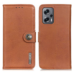 Leather Case Stands Flip Cover Holder K02Z for Xiaomi Redmi Note 11T Pro 5G Brown