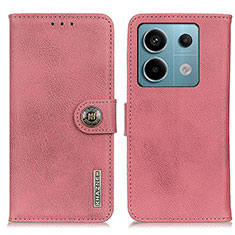 Leather Case Stands Flip Cover Holder K02Z for Xiaomi Redmi Note 13 Pro 5G Pink