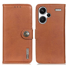 Leather Case Stands Flip Cover Holder K02Z for Xiaomi Redmi Note 13 Pro+ Plus 5G Brown