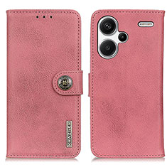 Leather Case Stands Flip Cover Holder K02Z for Xiaomi Redmi Note 13 Pro+ Plus 5G Pink