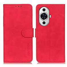 Leather Case Stands Flip Cover Holder K03Z for Huawei Nova 11 Pro Red