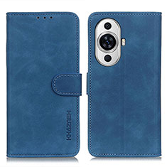 Leather Case Stands Flip Cover Holder K03Z for Huawei Nova 11 Ultra Blue