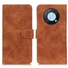 Leather Case Stands Flip Cover Holder K03Z for Huawei Nova Y90 Brown