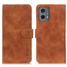 Leather Case Stands Flip Cover Holder K03Z for Motorola Moto G 5G (2023) Brown