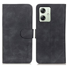 Leather Case Stands Flip Cover Holder K03Z for Motorola Moto G54 5G Black